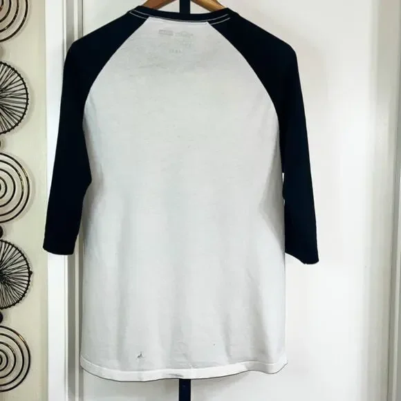 VANS Custom Mens Skeleton Graphic Baseball Tee - Black White Blue, Size L - Picture 3 of 8